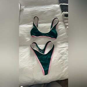 NWOT Kulani Kinis Emerald and Pink Bikini